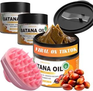 GREEONIL Raw Batana Oil with Scalp Massager Hair Brush for Hair Growth, Organic and Natural Dr Sebi Raw Batana Oil for Men Women, Prevents Hair Loss, Eliminate Frizzy, Damaged and Split Ends, 3 Pack