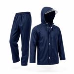 Lymio Raincoat for Men | Waterproof Rain Suit with Hood | Thick Polyester, Leak Proof, Top & Pant Set | Windproof Men's Rain Coat for Bike Riding, Outdoor & Travel (26-Men-Rain-Blue-XL)