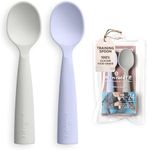 Miniware Silicone Baby Spoon for Training - BPA Free Baby Utensils - Baby Spoons Self Feeding 6 Months | 100% Food Grade Silicone - Modern & Dishwasher Safe Toddler Spoons (Grey and Lavender)