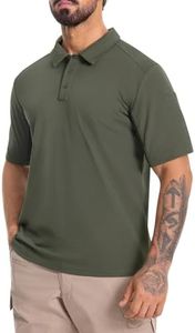 VisionTac Men's Tactical Polo Shirts Short Sleeve Athletic Golf Outdoor Lightweight Performance Sports Shirt Army Green
