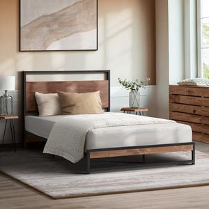 Oikiture Single Bed Frame with MDF Board and Metal Tube Bed Base Home Bedroom Furniture