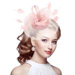 Karestcorp Fascinator for Women Tea Party Brides Wedding Church Kentucky Derby Hats Fascinators Headdress (C-Nude Pink)