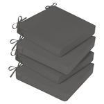 Basic Beyond Outdoor Chair Cushions for Patio Furniture, Waterproof Outdoor Seat Cushions Set of 4 19 x 19, Patio Chair Cushions Set of 4 with Ties and Handle, Dark Grey