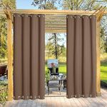 NICETOWN Waterproof Outdoor Decor Panel Grommet at top and Bottom Blackout Curtain Drapes for Patio/Front Porch/Gazebo/Pergola/Cabana (Cappuccino,W52 by L84,1 Pc)