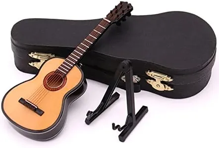 Miniature Guitar Model, Mini Wooden Instrument Model Ornaments with Support & Storage Case, Decor Desktop Decoration Gift for Clients Teachers or Friends Classical Guitar Wood Color S: 10CM