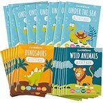 THE TWIDDLERS - 24 Mini Colouring Activity Books for Kids, A6 Size - Learning Safari Dinosaur and Sea Animals for Children Birthday Party Favours Bag Fillers for Toddlers Travel Activities - Ages 4-8