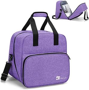 Yarwo Serger Machine Carrying Case with Bottom Wooden Board, Universal Overlock Sewing Machine Tote Bag Compatible with Most Standard Singer, Brother Serger Machine, Purple (Patent Pending)