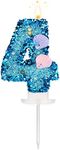 3 Inch Shell Birthday Number Candle, Glitter Number Candle Cake Topper Shell Sequins Cake Numeral for Birthday Wedding Anniversary Mermaid Themed Party (Blue, 4)