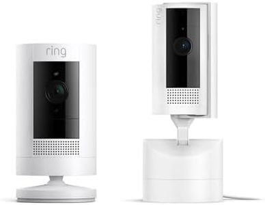 Ring Pan-Tilt Indoor Cam, White with Ring Stick Up Cam Battery, White