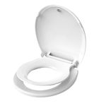 Aünsffer Toddler Toilet Seat with Potty Training Seat Round 16.5inch, 2 in 1 Toilet Seat for Family Built-in Baby Seat Removable, Soft Close + Easy Clean, PP Safe Material, White