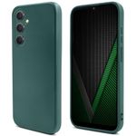 Moozy Lifestyle. Silicone Case for Samsung A34 5G, Dark Green - Liquid Silicone Lightweight Cover with Matte Finish and Soft Microfiber Lining, Premium Silicone Case