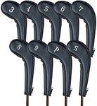 FINGER TEN Golf Iron Head covers Long Cover Number 3 4 5 6 7 8 9 P S, Deluxe Club Headcovers Zippered for Left Right Handed Golfer (Black)