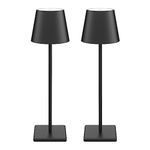 Howskys 2 Pack Modern LED Cordless Table Lamp,3W Touch Operated Table Lamp 3000k Warm White,5500mAh USB Rechargeable Battery Desk lamp,IP54 Indoor/Outdoor Table Lamp(Black)