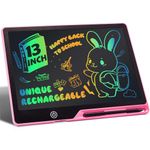 Kinayue LCD Writing Tablet for Kids, Rechargeable Doodle Board,Easter Basket Stuffers,Preschool Learning Toys Christmas Birthday Gift 3 4 5 6 7 Year Old Girls Boys (Pink, 13 Inch)