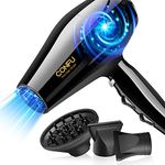 Hair Dryer, 2300W Professional Powerful Hairdryer, AC Motor Ionic Blow Dryer with Adjustable 2 Speed, 3 Heat Settings, 5 Mins Fast Drying,with 2 Concentrator, for Women&Men—CONFU