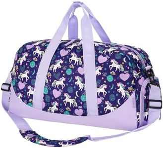 Choco Mocha Kids Duffle Bag Girls - Unicorn Galaxy Weekender Overnight Bags for Girl Ages 9-12, Purple