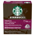 Starbucks French Roast For NESPRESSO VERTUO, Dark Roast, Notes of Dark Caramel & Sweet Smoke, Light-bodied, Low-acidity, Recyclable NESPRESSO Coffee Capsules