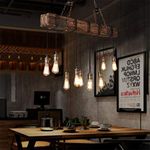 Rustic Wood Beam Edison Hanging Ceiling Light Wooden Style Pendant Lighting E26x10 Lights Retro Industrial Style Chandeliers for Bar Kitchen Dining Room