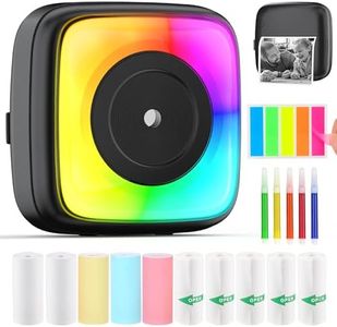 HUIJUTCHEN Mini Pocket Printer Portable Thermal Photo Printer with 10 Rolls Printing Paper for Android or iOS APP, Bluetooth Inkless Printer Labler Maker (Rainbow Color)