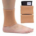 CRS Cross Ankle Gel Sleeves,Padded Skate Socks. Ankle, Foot and Lower Leg Cushion and Protection for Figure Skating, Ice Hockey, Riding, Ski or Equestrian Tall Boots. Two (2) Tan Ankle Gel Sleeves