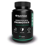 NutritJet Probiotics Supplement 30 Billion CFU For Women & Men with 16 Strains - Probiotic Supplement with Prebiotic Good For Digestive, Gut health, Immunity - 60 Vegetarian Capsules