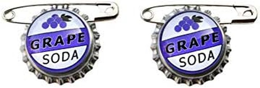 COLIBROX Set of 2 Replica ELLIE BADGE GRAPE SODA BOTTLECAP PIN! "UP" & Sticker Gift Bags Broach Costume Jewelry Badge Pin, Purple