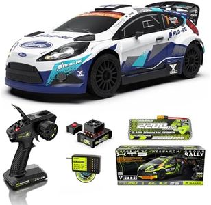 CROBOLL RLAARLO 1/10 Brushless Carbon Fiber RC Drift Cars for Adults with Gyro, Max 50 mph Fast RC Rally Car, 2.4Ghz All Terrain Remote Control Car 4x4 Hobby RTR RC Truck(Blue & White)