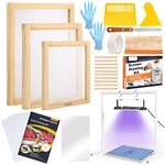 Caydo 32 Pieces Screen Printing Kit Includes UV LED Exposure Screen Printing Light, 3 Sizes Silk Screen Printing Frame, Acrylic Sheet, Inkjet Clear Film for Screen Printing