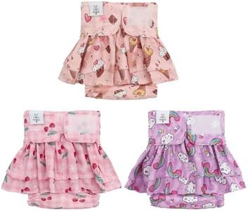 CuteBone Female Dog Diapers with Skirts 3 Pack Reusable Puppy Dresses Pants for Heat Cycle Period QBD17XL
