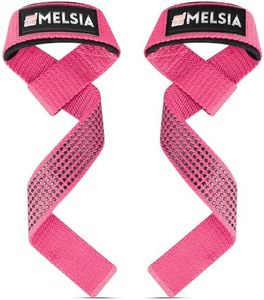 MELSIA Lifting Straps for Weight Lifting, Bodybuilding, Powerlifting, Strength Training, and Deadlifts | Super-Soft Neoprene Padded-23’’ Gym Wrist Straps (Pair) | Extra-Strong Silicon Grip (Pink)