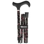 Ossenberg Ergonomic Dynamic Soft Touch Derby Handle German Make Carbon Fibre Folding Walking Stick with Storage Bag (Floral)