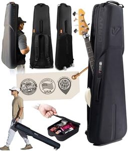 Gruv Gear Kapsulite+ Travel Electric Bass Case with Wheels, Neck Support Cradle & Global Recovery Tag - Gig Bag with Waterproof Exo-Shell, Expandable Top Pocket & Removable Storage Case - Black