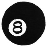 8 Ball Rug Simulation Billiards Round Rugby Decorative Carpet 60CM 80CM Absorbent Non Slip Soft Bath Mat Machine Washable for Living Room Party Decorations (Black, 60X60)