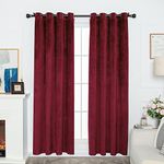 FY FIBER HOUSE Thermal Insulated Soundproof Velvet Woven Curtains Home Theater Grommet Drapes for Sliding Glass W52 X L95 2pcs/Set Inch Red Door Curtains