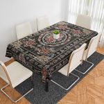 Kuber Industries Dining Table Cover | PVC Table Cloth Cover | 6 Seater Table Cloth | Table Protector | Table Cover for Dining Table | Passion Flower | 60x90 Inch | DTC | Black