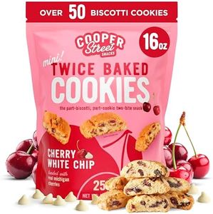 Cooper Street Twice-Baked Cherry White Chip Biscotti Cookies (16 oz) – Over 50 Biscotti Cookies per Bag Loaded with Real Fruit, Traditional Italian Style Snacks - Dairy, Peanut & Soy Free, Kosher