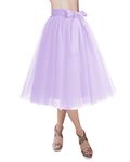 DRESSTELLS Women's Tulle Skirt Knee Length Vintage Costume Party Gown Puffy Prom Formal Pleated Tutu Skirt Lavender L