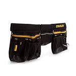 STANLEY 600 Denier Tool Belt Pouch with Multi-Pockets Storage Organiser, Tape Pocket, Hammer Loop, 1-96-178, Black, Yellow