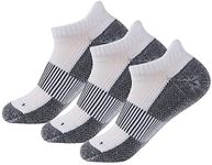 FOOTPLUS Mens Copper Golf Socks Size 10-13 Unisex Summer Copper Ankle Non Slip Running Compression Socks,3 Pairs White& Black, Large