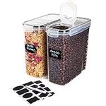 nuovva 4L Cereal Storage Containers Set – 2Pcs Airtight Food Storage Container – Food Grade and BPA Free Dispenser with Flip Top – Kitchen Pantry Organiser – Ideal for Cereal and Cornflakes