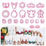 KEOKER Christmas Clay Cutters, Christmas Polymer Clay Cutters for Earrings Making, 20 Clay Cutters Shapes Christmas, Santa Polymer Clay Cutters (All)