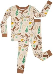Little Sleepies Two-Piece Pajama Set for Boys & Girls, Soft Viscose from Bamboo Toddler Pajamas for Kids, Family Matching PJs, Caramel Ready to Rodeo, 9-10