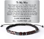 Temoto Morse Code Bracelet Mens Gift To My Man Bracelet Birthday Gift Ideas Valentines Gifts Adjustable Bracelet for Men