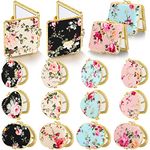 Blulu 16 Pieces Compact Mirror for Purse Small Compact Flower Mirror Gift Makeup Mirror Floral Pocket Mirror Retro Folding Portable Travel Mirror for Women(Gold Edge)