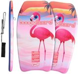 Wham-O Boogie Boards 2 Pack, 33" Body Board for Beach, Lightweight Bodyboard with Wrist Leash for Beginners Kids and Adults – Flamingo