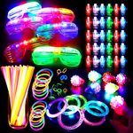 248pcs Glow in the Dark Party Supplies, Glow Sticks Party Pack Light Up Party Favors Light Stick Glasses Led Bracelets Finger Lights Led Rings LED Neon Return Gifts For Kids(248PCS party supplies)