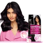 L'Oréal Paris Casting Crème Gloss Hair Color With Glycolic Gloss Complex | 5X Glossier Hair Color | Shade 200 - Ebony Black | 60g + 40ml + 60g