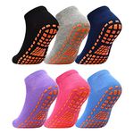 ELUTONG Anti-Skid Socks Trampoline Socks for Kids 6 Pairs Non Slip Bounce House Non Slip Socks for Teenagers