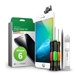 GIGA Fixxoo compatible with iPhone 6 Screen Replacement Complete Kit White LCD; with TouchScreen, Retina Display Glass, Camera & Proximity Sensor - Easy Repair Guided Installation DIY