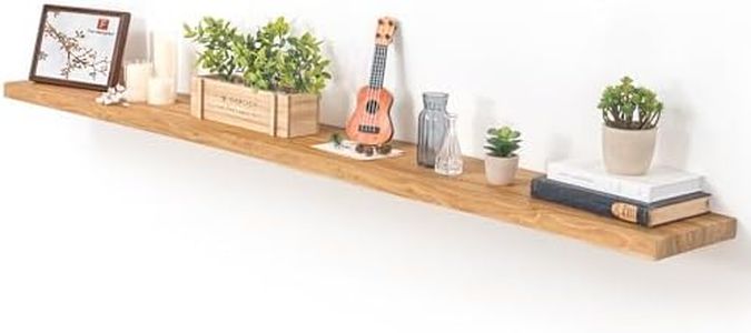 72" Wood Floating Shelves for Wall, 9.3 Inch Deep Wall Shelves for Storage, Large Long Wall-Mounted Display Shelves with Invisible Heavy-Duty Metal Bracket for Living Room Bedroom Kitchen, Natural